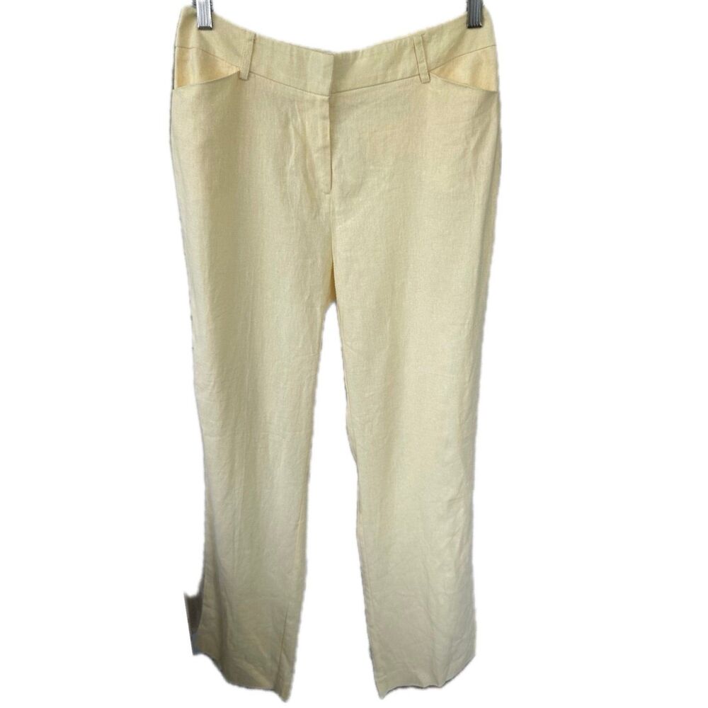C Est. 1946 Women's Yellow Linen Blend 4 Pocket Classic Trouser Pants 6
